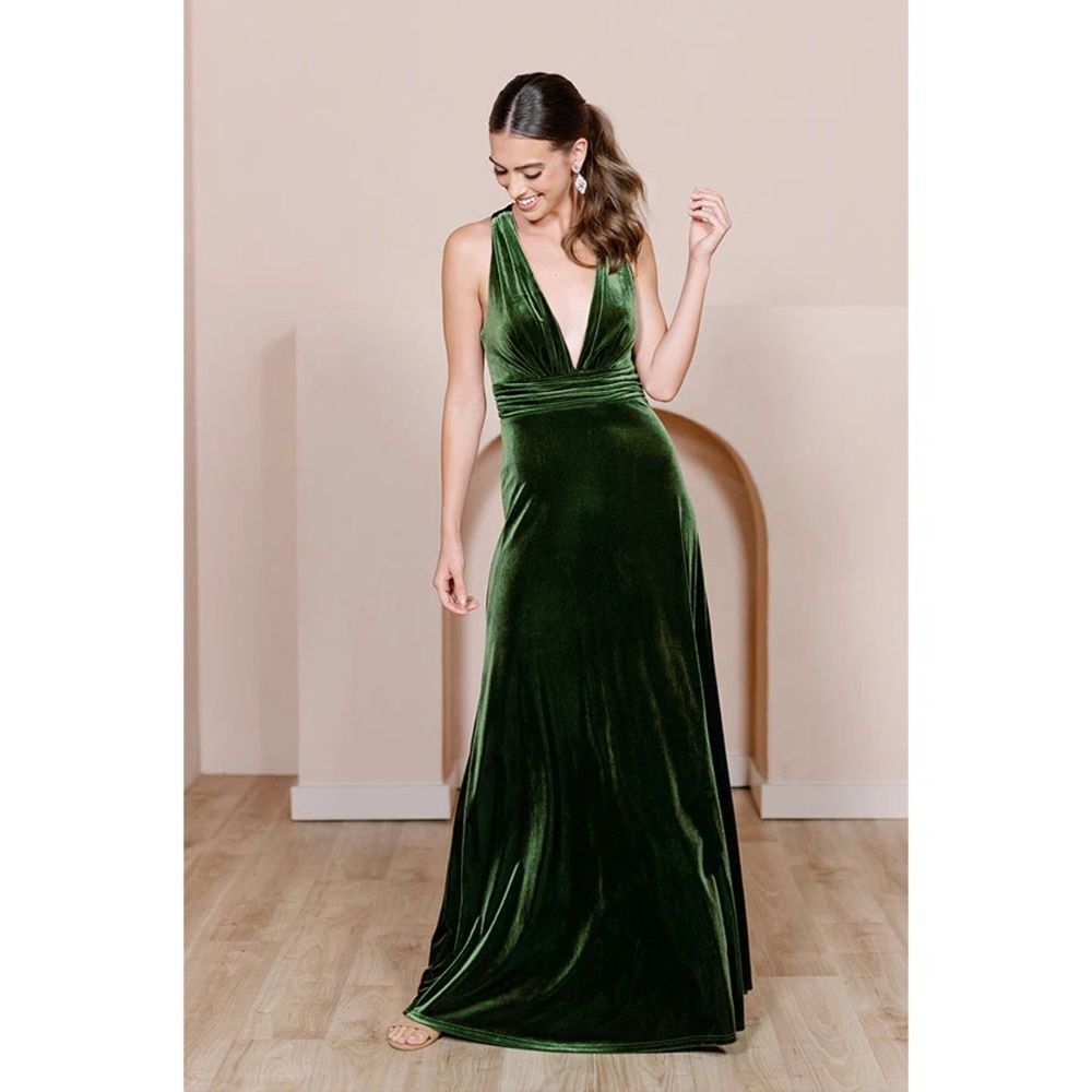 Revelry Dylan Velvet Maxi Dress Emerald